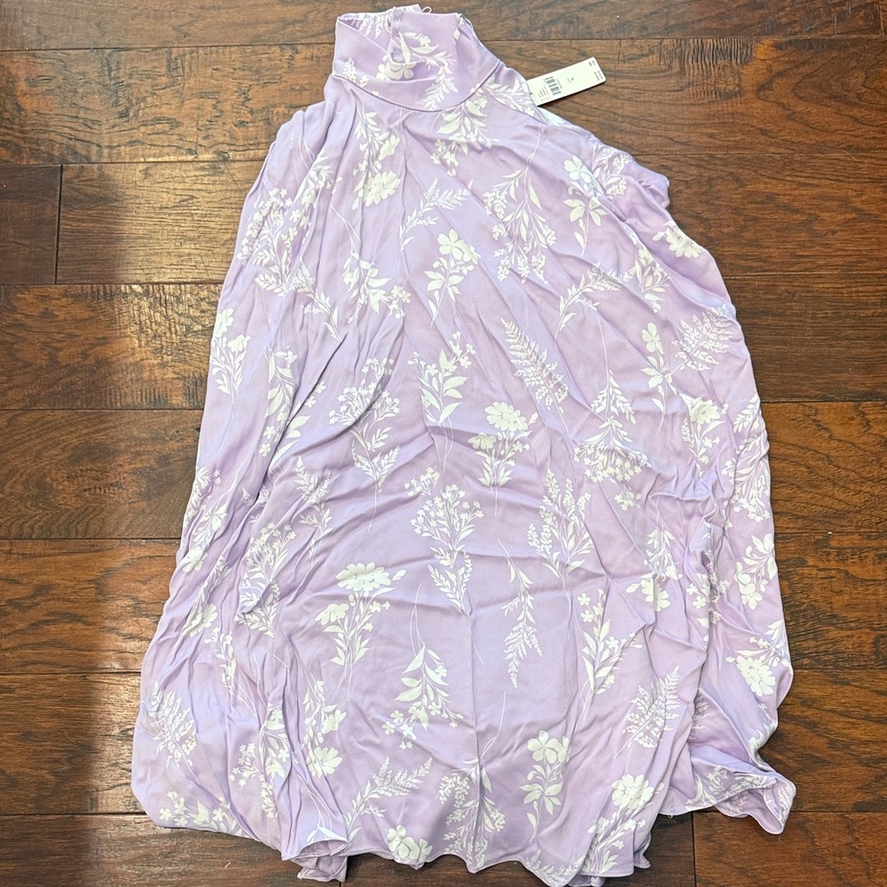 BHLDN Lavender Floral High Neck Blouse